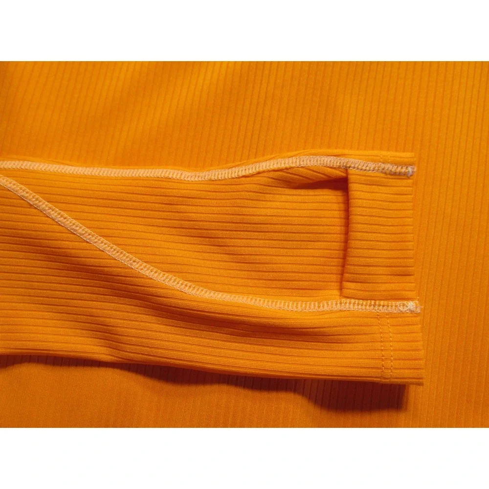 NIKE Women Small Orange Ribbed Midi Athletic Dress 1/4 Zip Tennis Golf LS